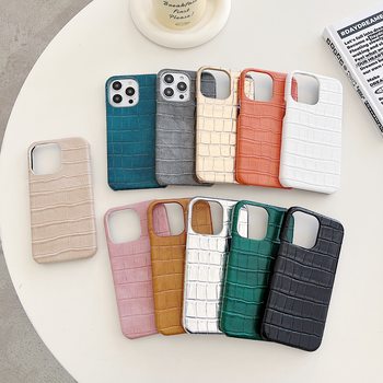 Crocodile Pattern 16/15/17 iPhone Case 1Pro Solid Color Trendy Influencer Style 15Promax Trendy Phone Case