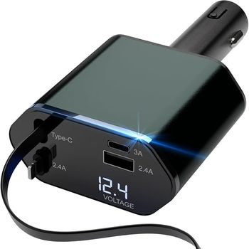 New Car Fast Charging Car Charger Car Mini Four-In-One Retractable Cable Mobile Phone Type-C Super Fast Charging