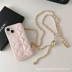Luxury Brand Small Fragrance Card Holder iPhone 17 Pro Max Phone Case with Lanyard Crossbody 16 15 14 13 12 1 Leather Case Air Hard Case
