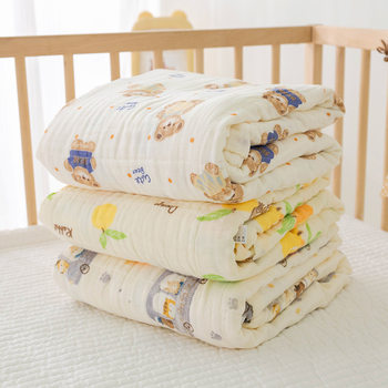 Baby Gauze Bath Towel Class A Newborn Soft Absorbent Printed Children's Bag Six-Layer Baby's Cuddle Children's Squirt