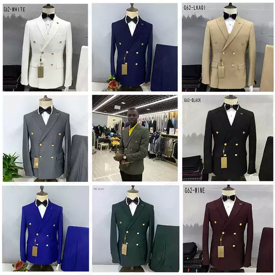 Men's Suit Export Men's Suit Double-Breasted Suit Classic Suit White 6 Buttons Malesuit