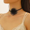 2023 New Collar Women's Necklace Lace Black Retro Necklace Light Luxury Niche Burgundy Velvet Camellia Clavicle Chain