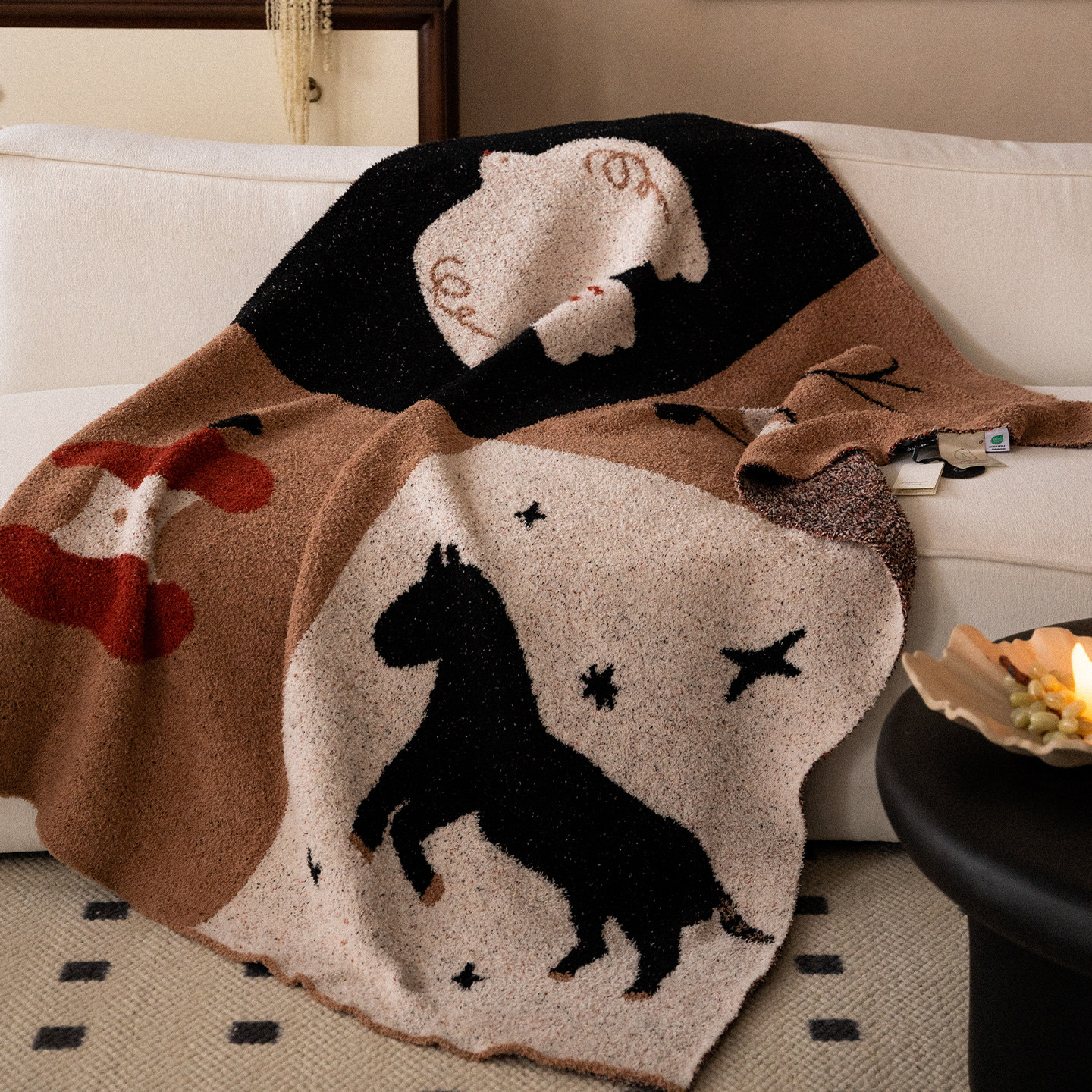 Cute Autumn and Winter Cartoon Knitted Half-Velvet Blanket Office Lunch Break Air-Conditioned Blanket Home Decoration Sofa Blanket