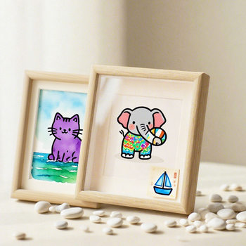 Photo Frame Ornament 5-Inch 6inch 7inch Wooden Rectangular Photo Frame Ins Style Picture Frame Elephant Cartoon Animal Gift Box