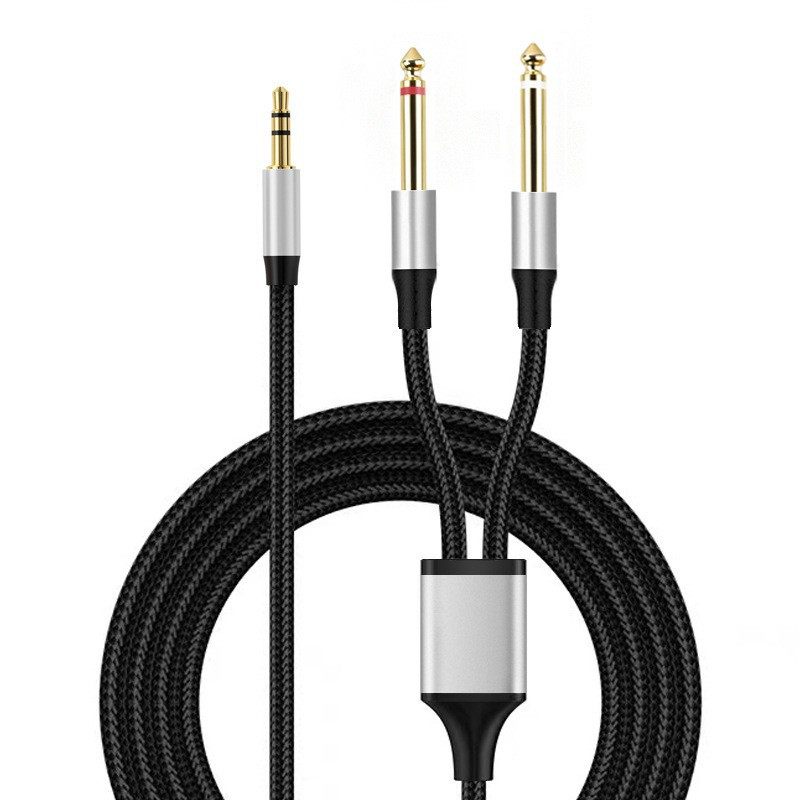 Audio cable one half 3.5mm to double 6.35 cable DC noise reduction gold-plated mobile phone electric guitar audio cable