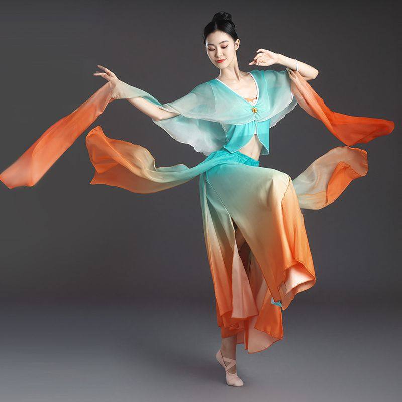 Classical Dance Performance Costume for Women, Dunhuang Feitian Performance Outfit, Ancient Style Exotic Flowing Set, New Model for Practice and Art Exam