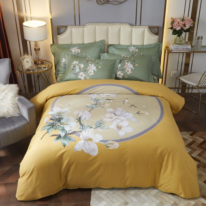 Factory wholesale new cotton large version of the flower four-piece cotton twill active horse cotton four-piece set for hair