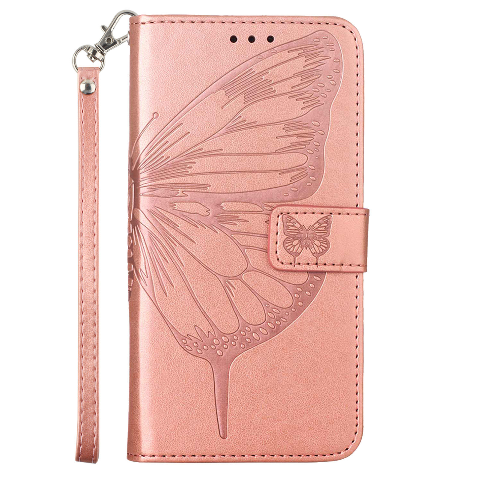 For Samsung S23ultra Butterfly Embossed Phone Leather Case S23plus Flip Cover Card Protection Case Hand Rope Case