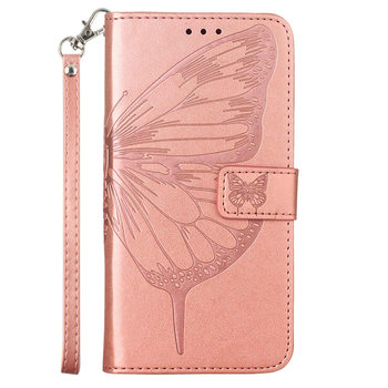 For Samsung S23ultra Butterfly Embossed Phone Leather Case S23plus Flip Cover Card Protection Case Hand Rope Case