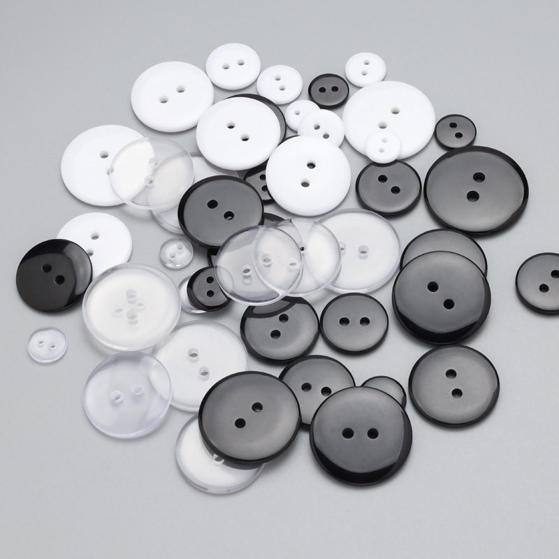 Resin Two-Eye Buttons, Versatile Shirts, Universal Transparent Small Buttons, Black and White Coats, Windbreakers, Round Buttons