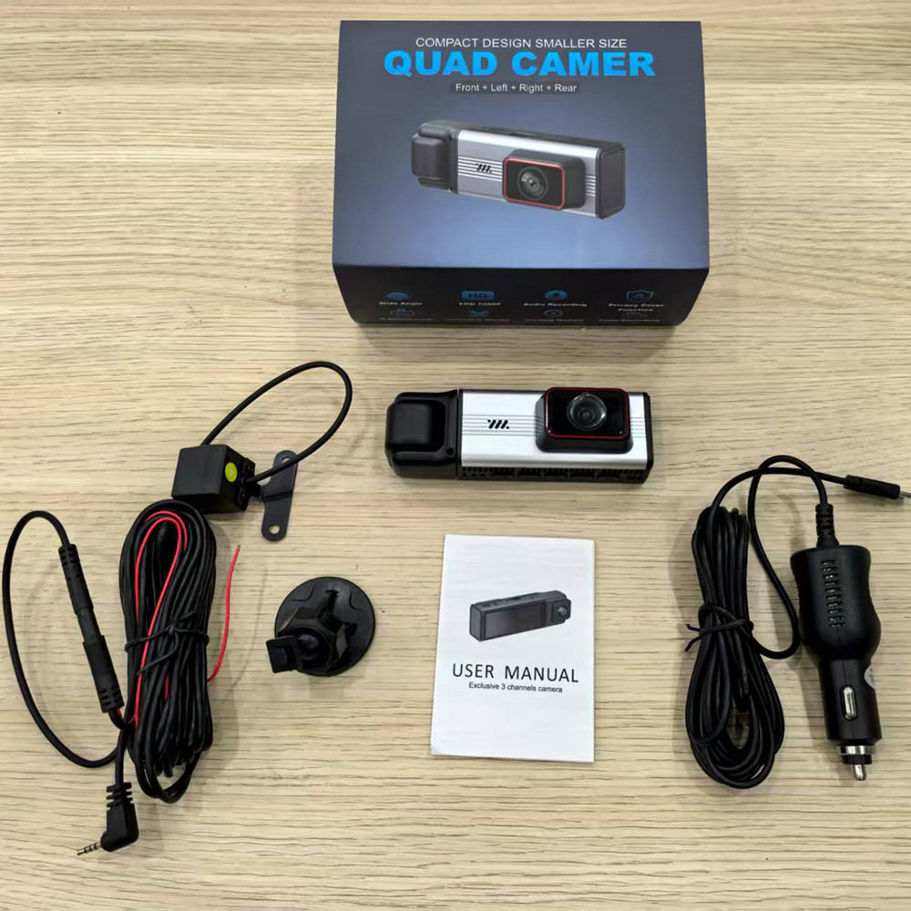 Cross-Border New Product Hd 1080P Three-Lens Driving Recorder Wifi In-Car Front and Rear Car Recorder Dvr