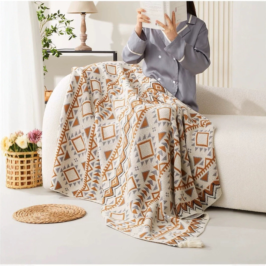 Bohemian Blanket Sofa Throw Air Conditioning Blanket Knitted A-Class Blanket Bed End Blanket Leg Blanket Woven