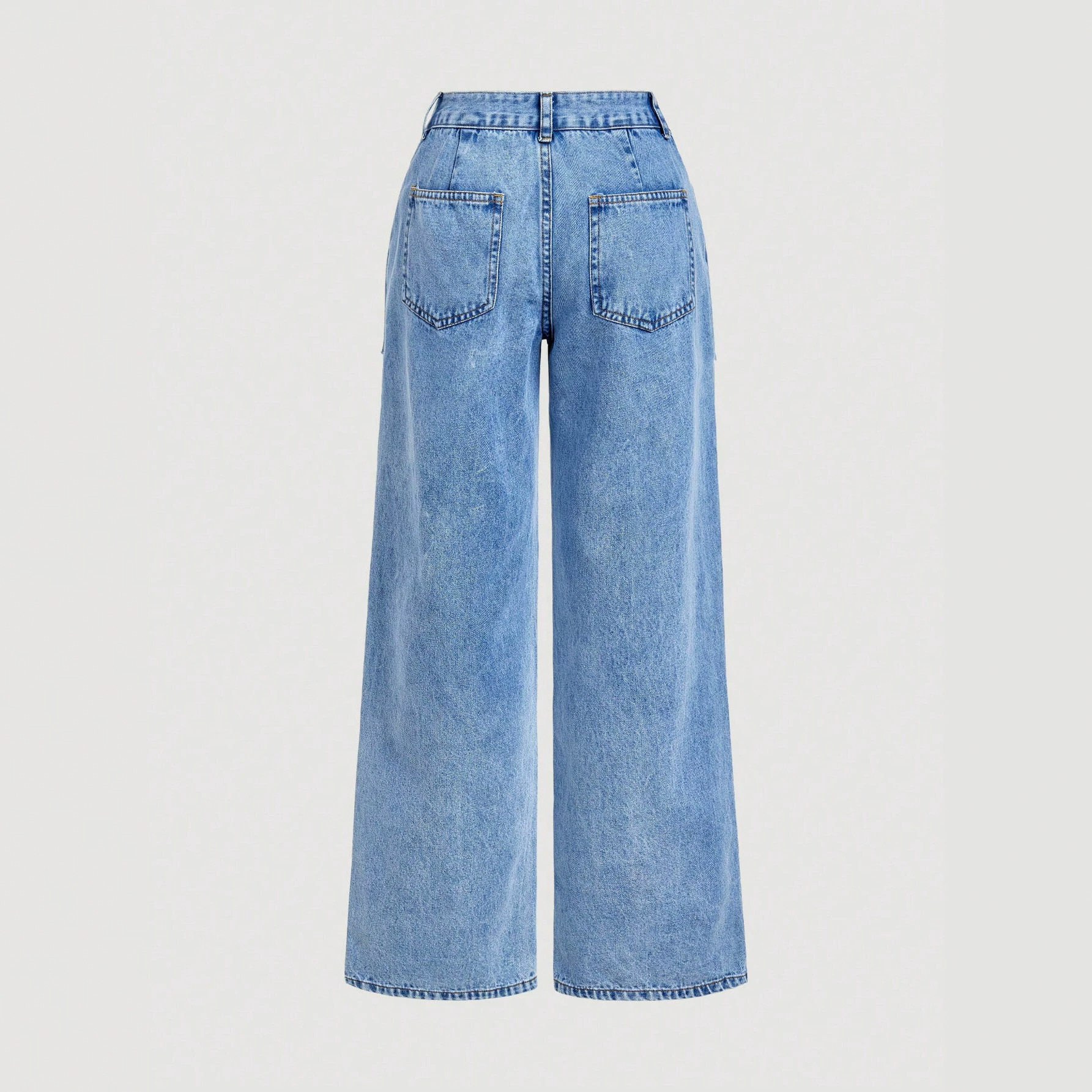 Fashionable Two Piece Look Wide Leg Jeans Trendy Design Comfortable Fit Versatile Style Perfect for Casual Outings