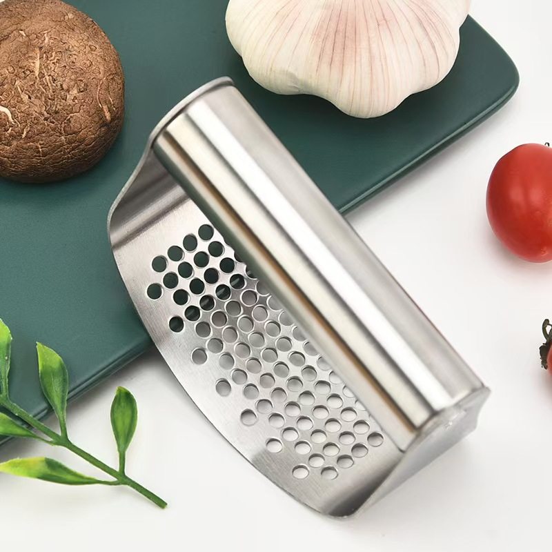 Garlic Press and Peeler, Stainless Steel, No Ring-Shaped Arc, Garlic Crusher, Garlic Masher, Kitchen Household Garlic Crusher, Garlic Paste Maker