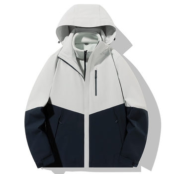 Autumn and Winter Windproof and Waterproof Three-In-One Detachable Water-Repellent Mountaineering Jacket Hooded Jacket with the Same Logo for Men and Women