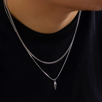 European and American Niche Rivet Necklace Jewelry Men's Trendy Hip-Hop Stylish Long Sweater Chain Cross-Border Men's Clavicle Chain Accessories
