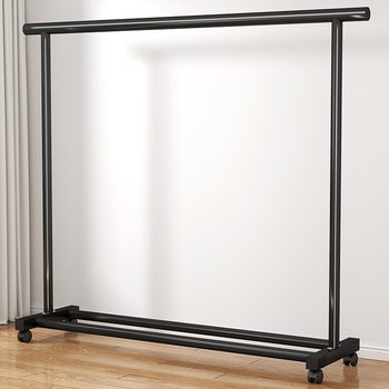 Floor-Standing Clothes Drying Rack for Home Bedroom, Foldable Single Rod Simple Indoor Dormitory Mobile Clothes and Hat Rack