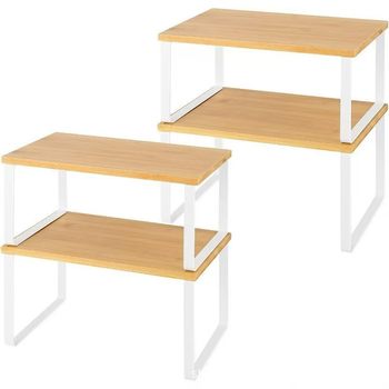 Popular Household Wooden Living Room Organizer, Kitchen Multi-Purpose Desktop Storage Rack, Cabinet Bamboo Storage Rack, Shelving Unit