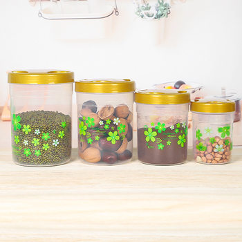 Household Storage Jar with Scale Kitchen Grain Storage Box Plastic Threaded Lid Milk Powder Jar Transparent Fresh-Keeping Box