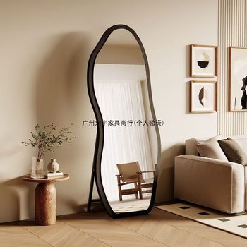 French-Style Vintage Full-Length Mirror, Floor Mirror for Home Use, Designer Irregular Dressing Mirror, High-End Influencer Fitting Large Mirror