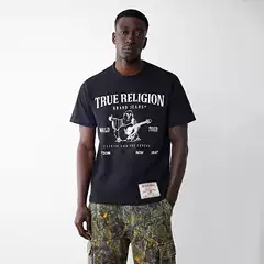 Summer Men's Clothing 230g True Religion Heavyweight Short-Sleeved T-Shirt for Men Loose Fit