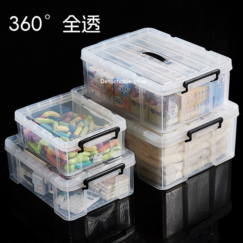 Storage Box with Handles Flat Bed Bottom Storage and Arrangement Toys Clothes and Sundries Stackable Right Angle Storage Box