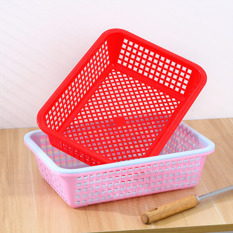 Plastic Basket Kitchen Storage Basket Rectangular Household Fruit and Vegetable Washing and Draining Blue E-Commerce Aquatic Product Distribution Box