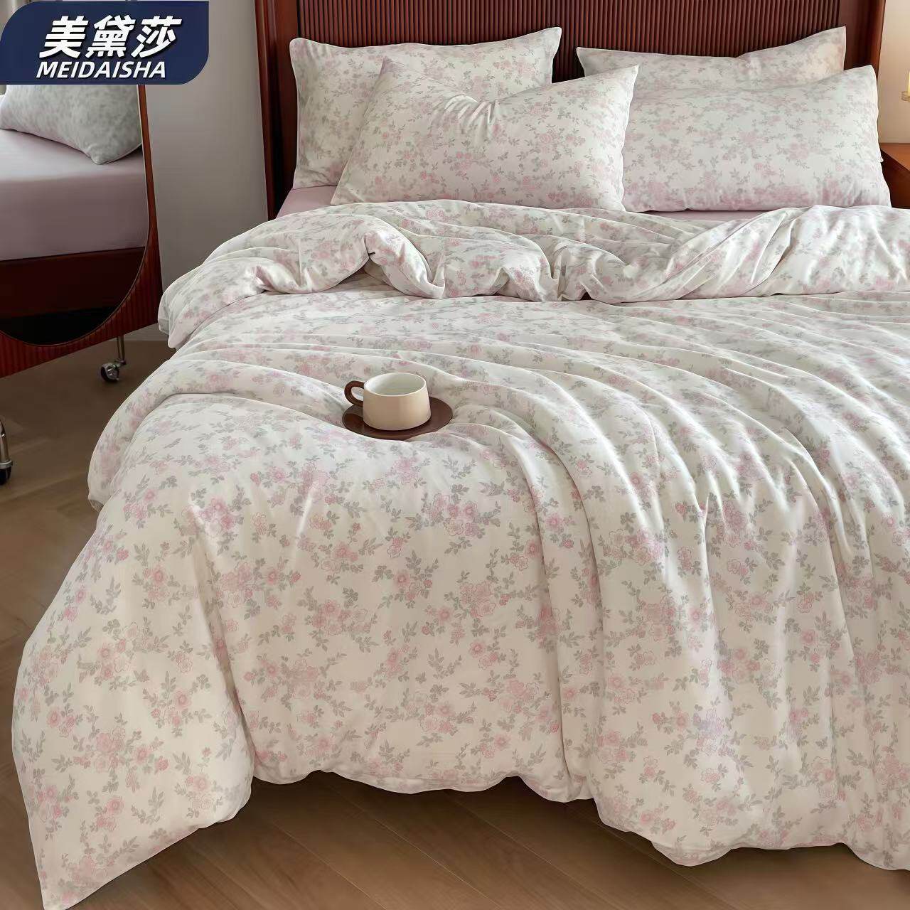 Spring and Summer Class a Aerobic Cotton Double-Layer Yarn Four-Piece Bedding Set Student Dormitory Bed Bed Sheets Quilt Cover Three-Piece Set