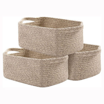Cotton Rope Storage Basket Woven Decorative Storage Basket Rectangular Storage Toy Sundry Basket Living Room Home