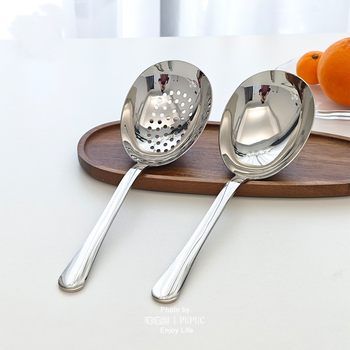 18/10 Stainless Steel Goose Egg Spoon, Trendy Long-Handled Large Round Spoon, Kitchen Serving Spoon, Household Soup Spoon, Colander