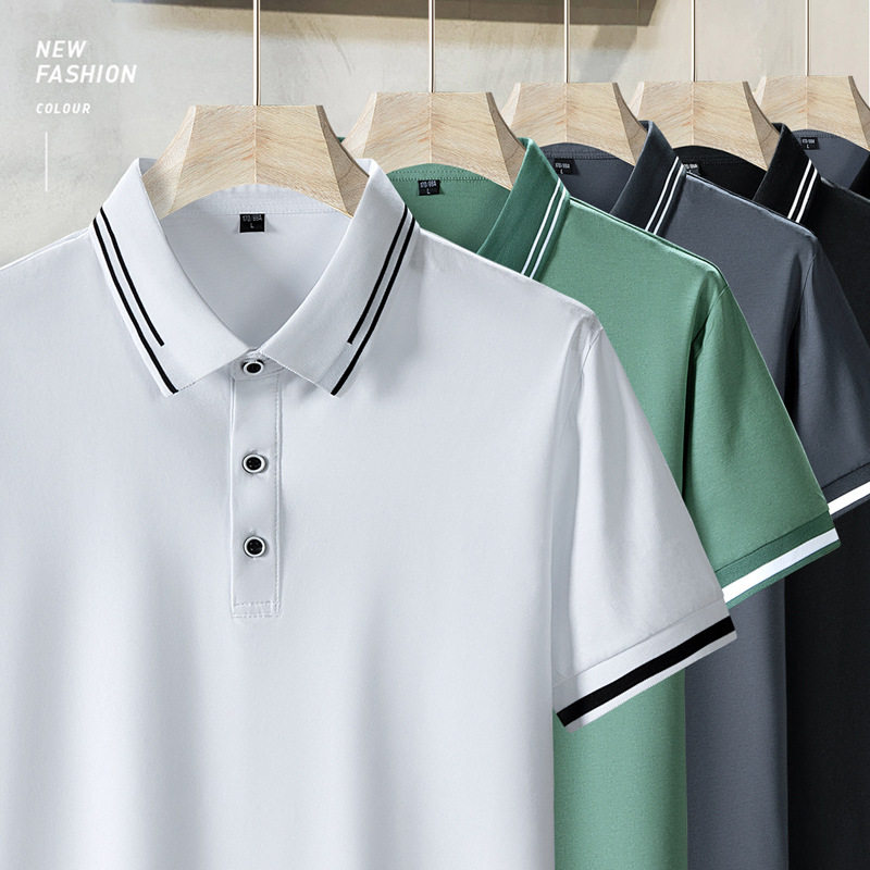 翻领POLO衫男春夏季商务高端男装爸爸男士短袖t恤休闲薄款上衣服