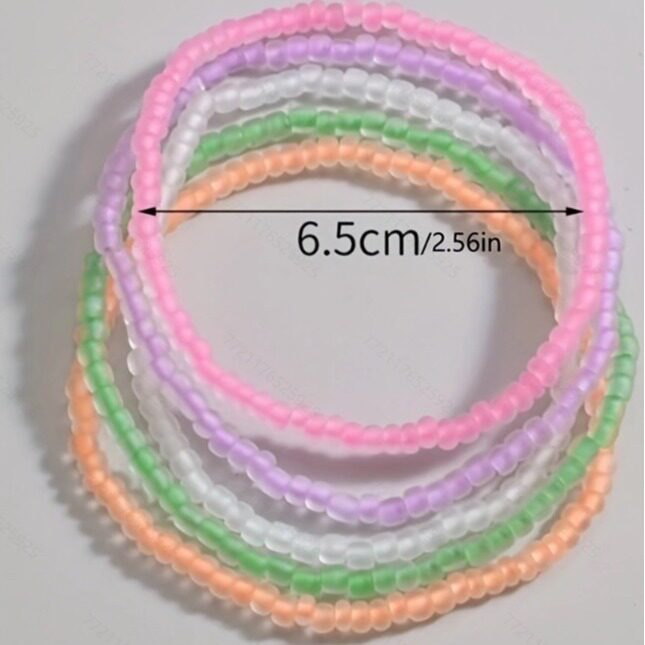 Cross-border Luminous Bracelet, Rice Beads, Colorfulful Beads, Simple and Fashionable European and American Women's 3-li Rice Bead Anklet, Hot-selling Luminous Anklet