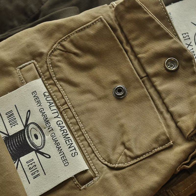 Ami khaki retro overalls heavyweight pure cotton thickened w...