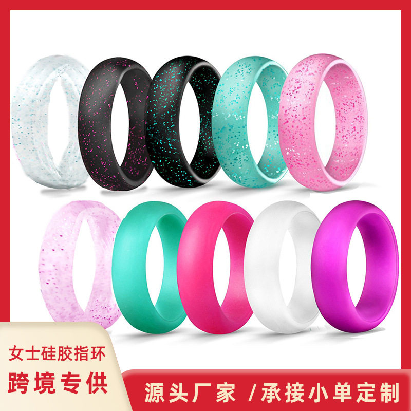 5.7mm wide new silicone ring Glitter powder women's silicone...