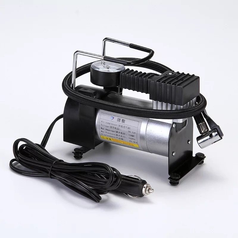 Car Air Pump Metal Single-Cylinder Multi-Function Electric Air Pump Car Horizontal Bar Air Pump 12V Mini Portable