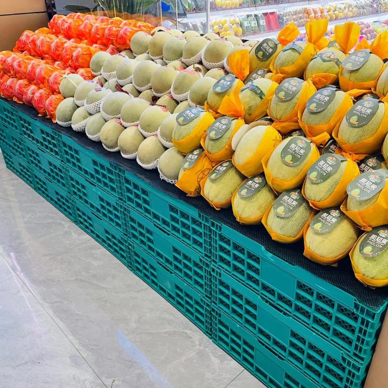 Fruit Shop Folding Basket Plastic Vegetable Basket Supermarket Display Shelf Stackable Fruit Foldable Storage Box Basket