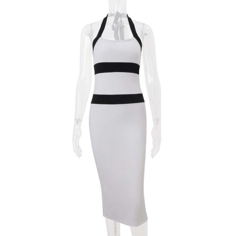 Sleeveless Color Block Bodycon Dress Elegant Backless Design Summer Style Perfect for Parties Wholesale Available