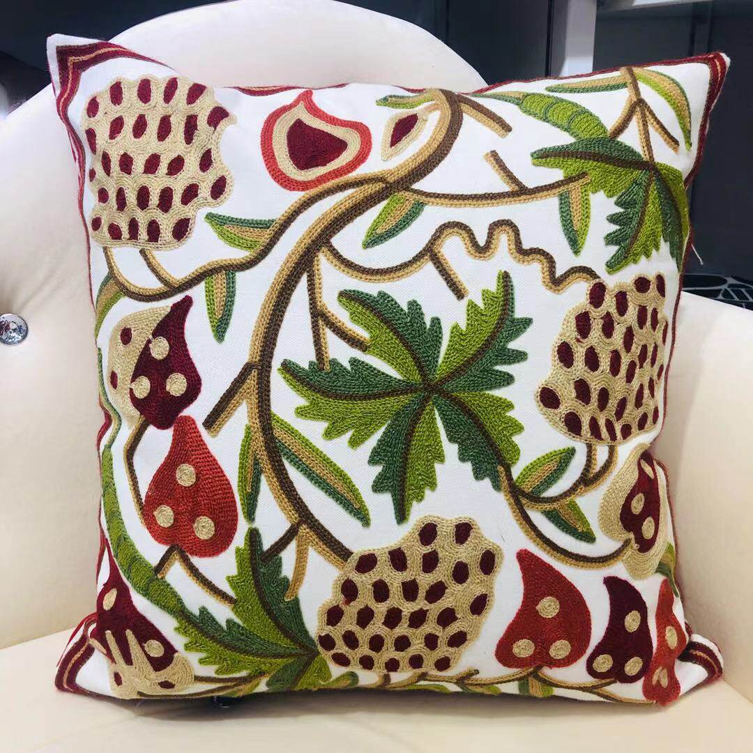 Haona Household Products Ethnic Embroidered Pillow Cover Sofa Cover Flower Wholesale Order Cushion Without Core