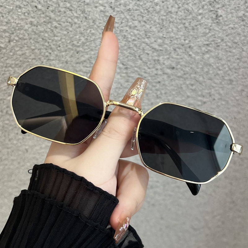 sunglasses for men and women high-end retro glasses polygonal small frame UV anti-UV sunglasses