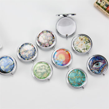 In stock wholesale round storage 3 grid single grid metal small pill box jewelry box folding portable mini pill box