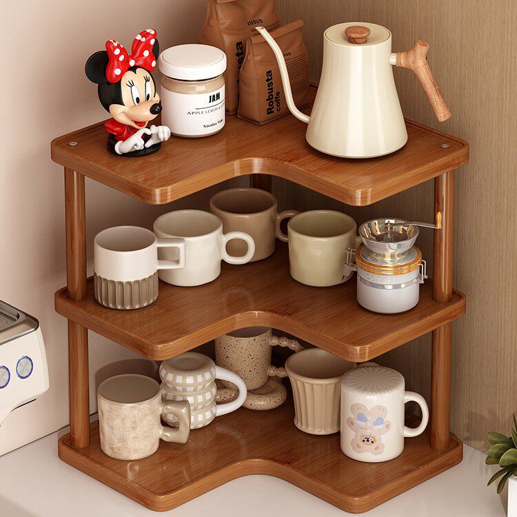 Kitchen Corner Storage Rack Corner Storage Rack Desktop Cup Display Rack Tea Set Display Rack Cup Rack