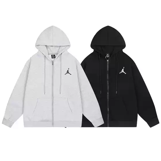 2025 Trendy Brand Aj Trapeze Velvet Sweatshirt Jacket Men and Women Couple Tops Hoodie Embroidered Jacket Export Wholesale