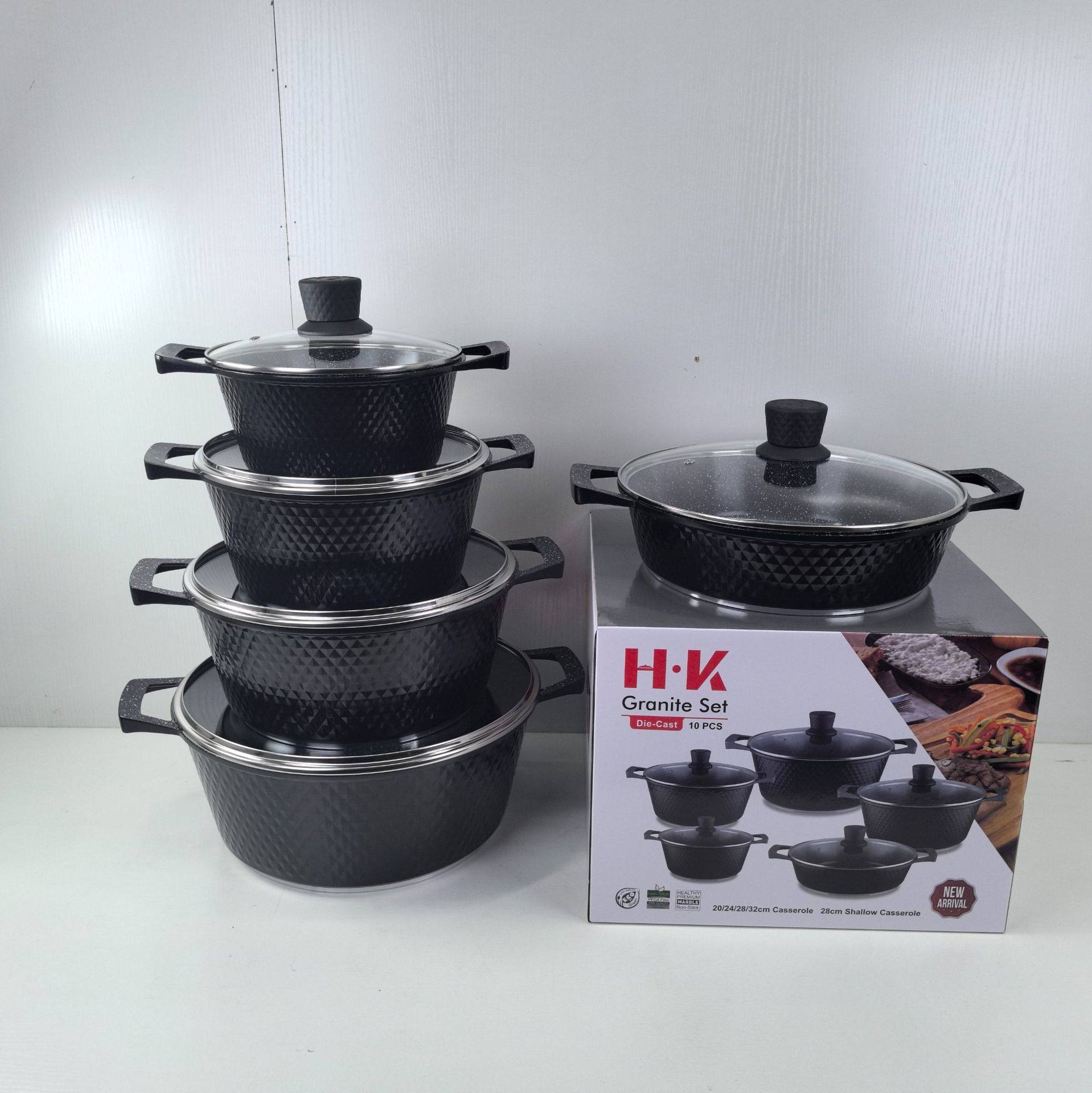 marble non-stick pot set aluminum medical stone soup pot set pot die-cast pot