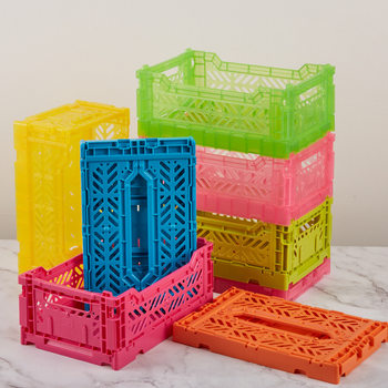 Desktop Foldableing Storage Box Toy Storage Basket Kitchen Food Drawer Storage Basket Orange Lidless Storage Basket