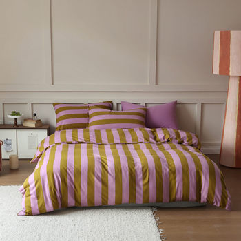 Simple New Stripe Printed Cotton Knitted Cotton Four-piece Set Color Split Cotton Bed Kit Cross-border in stock