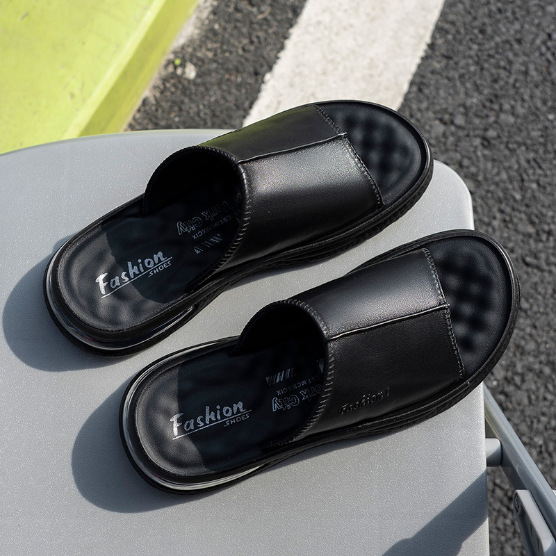 Giày Dép Sandal Nam Chất Liệu Da Bò Đế Cao Hàng Mùa Hè