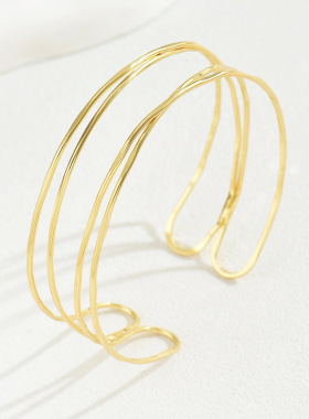 ins简约小众日韩风女士手镯百搭多层级感设计臂环几何线条手环