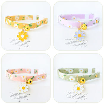 Special cross-border Amazon pet collar kitten dog Bell safety buckle necklace cute jewelry flowers fresh