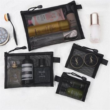 Transparent Mesh Cosmetic Bag, Small Portable, Simple Carry-On Large-Capacity Storage Bag, Storage Toiletry and Cosmetic Bag