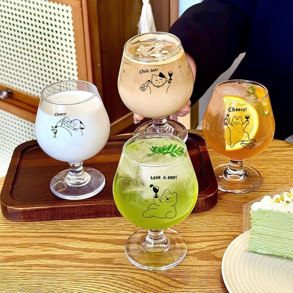 Light Luxury Original Korean Ins Style Glass Goblet Red Wine Glass Liqueur Glass Juice Cup Water Cup Cold Drink Cup Wine Glass